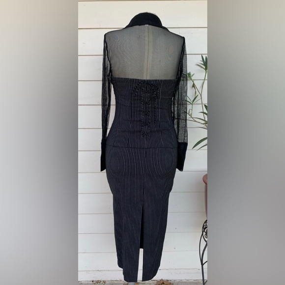 Sue Wong Pinstripe Corset Dress - Picture 2 of 9